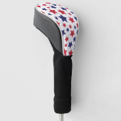 Rode en blauwe sterren, 4 juli, witte achtergrond golfheadcover (Schuin)