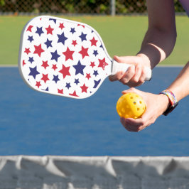 Rode en blauwe sterren, 4 juli, witte achtergrond pickleball paddle