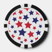Rode en blauwe sterren, 4 juli, witte achtergrond poker chips (Voorkant)