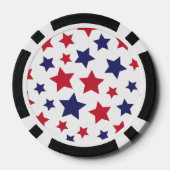 Rode en blauwe sterren, 4 juli, witte achtergrond poker chips (Achterkant)