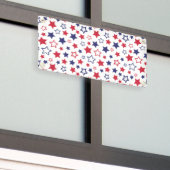 Rode en blauwe sterren, 4 juli, witte achtergrond spandoek (Buitenkant Gebouw)