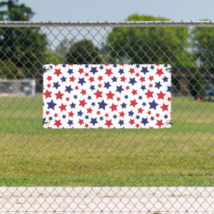 Rode en blauwe sterren, 4 juli, witte achtergrond spandoek