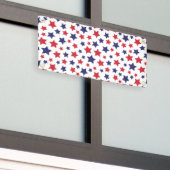 Rode en blauwe sterren, 4 juli, witte achtergrond spandoek (Buitenkant Gebouw)