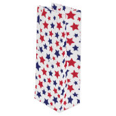 Rode en blauwe sterren, 4 juli, witte achtergrond wijn cadeautas (Achterkant Gekanteld)