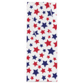 Rode en blauwe sterren, 4 juli, witte achtergrond wijn cadeautas (Voorkant)