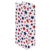 Rode en blauwe sterren, 4 juli, witte achtergrond wijn cadeautas (Voorkant Gekanteld)