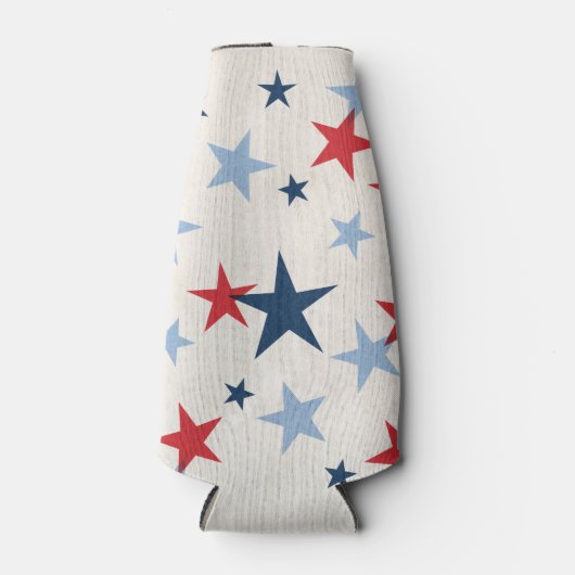 Rode en blauwe sterren Americana Flesjeskoeler (Voorkant)