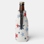 Rode en blauwe sterren Americana Flesjeskoeler (Fles Achterkant)