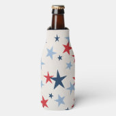 Rode en blauwe sterren Americana Flesjeskoeler (Fles Voorkant)