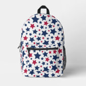 Rode en Blauwe Sterren - Amerikaans vlaggenpatroon Bedrukte Rugzak (Voorkant)