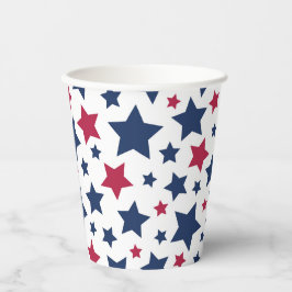 Rode en Blauwe Sterren - Amerikaans vlaggenpatroon Papieren Bekers