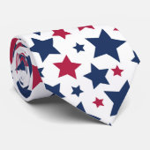 Rode en Blauwe Sterren - Amerikaans vlaggenpatroon Stropdas (Opgerold)