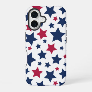 Rode en blauwe sterren - Amerikaanse vlag patroon iPhone 16 Hoesje