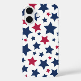 Rode en blauwe sterren - Amerikaanse vlagpatroon iPhone 16 Hoesje