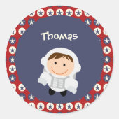 Rode en Blauwe Sterren Astronaut Stickers (Voorkant)