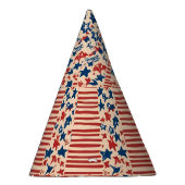 Rode en blauwe sterren en strepen 4 juli feesthoedjes (Rechts)