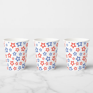 Rode en blauwe sterren Patriottisch patroon Papier Papieren Bekers