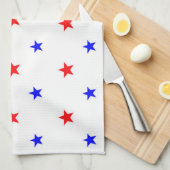 Rode en Blauwe Sterren - Sterrenhemelpatroon Theedoek (Quarter Fold)