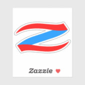 Rode en Blauwe stijlvolle Letter Z Monogram Sticker (Vel)