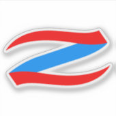 Rode en Blauwe stijlvolle Letter Z Monogram Sticker (Voorkant)