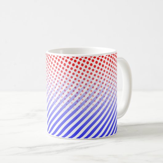 Rode en blauwe Stippen en strepen Koffiemok (Voorkant rechts)