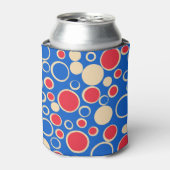 Rode en blauwe Stippen op blauw Blikjeskoeler (Blikje Voorkant)