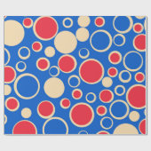 Rode en blauwe Stippen op blauw Cadeaupapier (Vlak)