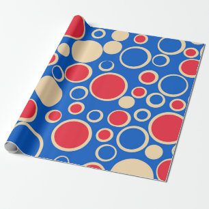 Rode en blauwe Stippen op blauw Cadeaupapier