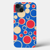 Rode en blauwe Stippen op blauw Case-Mate iPhone Case (Achterkant)