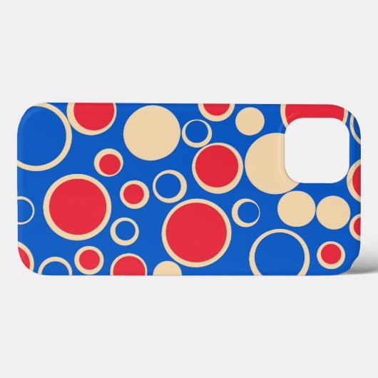 Rode en blauwe Stippen op blauw Case-Mate iPhone Case (Achterkant (horizontaal))
