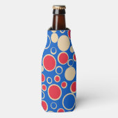 Rode en blauwe Stippen op blauw Flesjeskoeler (Fles Voorkant)