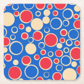Rode en blauwe Stippen op blauw Kartonnen Onderzetters (Voorkant)