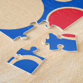 Rode en blauwe Stippen op blauw Legpuzzel (Zijkant)