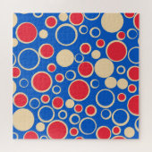 Rode en blauwe Stippen op blauw Legpuzzel (Horizontaal)