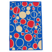 Rode en blauwe Stippen op blauw Medium Cadeauzakje (Voorkant)