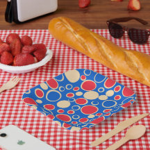 Rode en blauwe Stippen op blauw