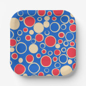 Rode en blauwe Stippen op blauw Papieren Bordje (Voorkant)