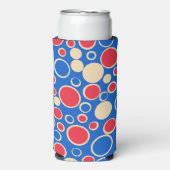 Rode en blauwe Stippen op blauw Seltzer Blikjeskoeler (Seltzer Voorkant)