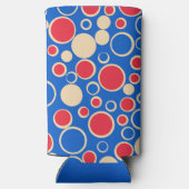 Rode en blauwe Stippen op blauw Seltzer Blikjeskoeler (Achterkant)