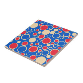 Rode en blauwe Stippen op blauw Tegeltje