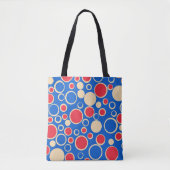 Rode en blauwe Stippen op blauw Tote Bag (Voorkant)