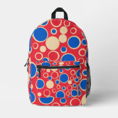 Rode en blauwe Stippen op rood Bedrukte Rugzak (Voorkant)