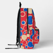 Rode en blauwe Stippen op rood Bedrukte Rugzak (Links)