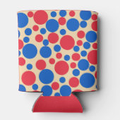 Rode en blauwe Stippen op rood Blikjeskoeler (Achterkant)