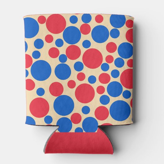 Rode en blauwe Stippen op rood Blikjeskoeler (Achterkant)