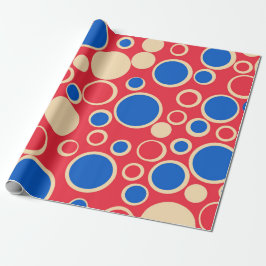 Rode en blauwe Stippen op rood Cadeaupapier