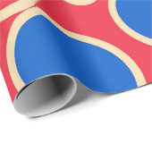 Rode en blauwe Stippen op rood Cadeaupapier (Rol Hoek)