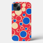 Rode en blauwe Stippen op rood Case-Mate iPhone Case (Achterkant)