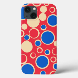 Rode en blauwe Stippen op rood Case-Mate iPhone Case