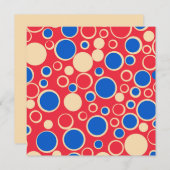 Rode en blauwe Stippen op rood Feestdagenkaart (Voorkant / Achterkant)